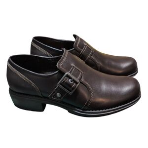 NIB Eastland Open Road Dark Brown Buckle Slip-Ons Women's Leather Shoe 10 Wide
